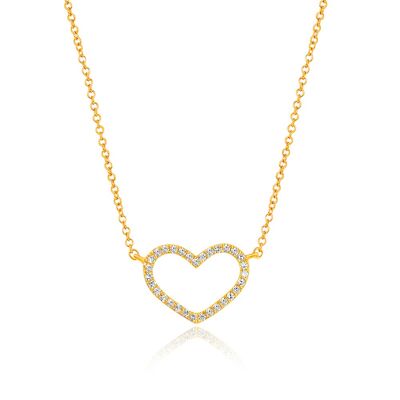 Heart necklace with diamonds, 18K yellow gold