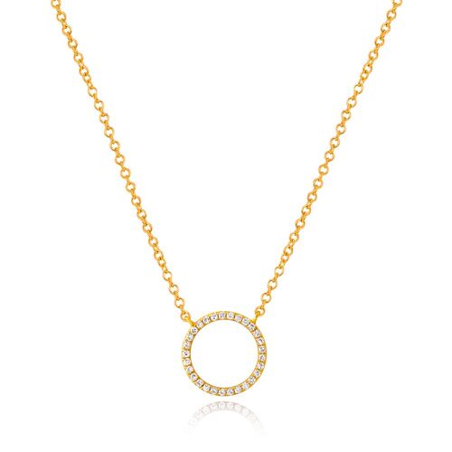 Halskette Circle mit Diamanten, 18 K Gelbgold