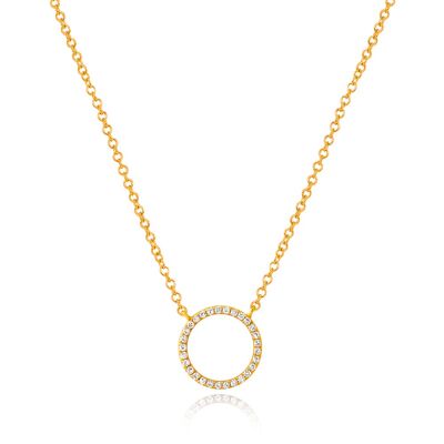 Circle necklace with diamonds, 18K yellow gold