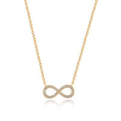Infinity necklace with diamonds, 18K yellow gold