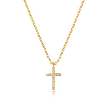 Collier croix avec diamants, or jaune 18 carats 1