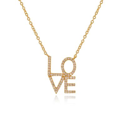 Love necklace with diamonds, 18K yellow gold