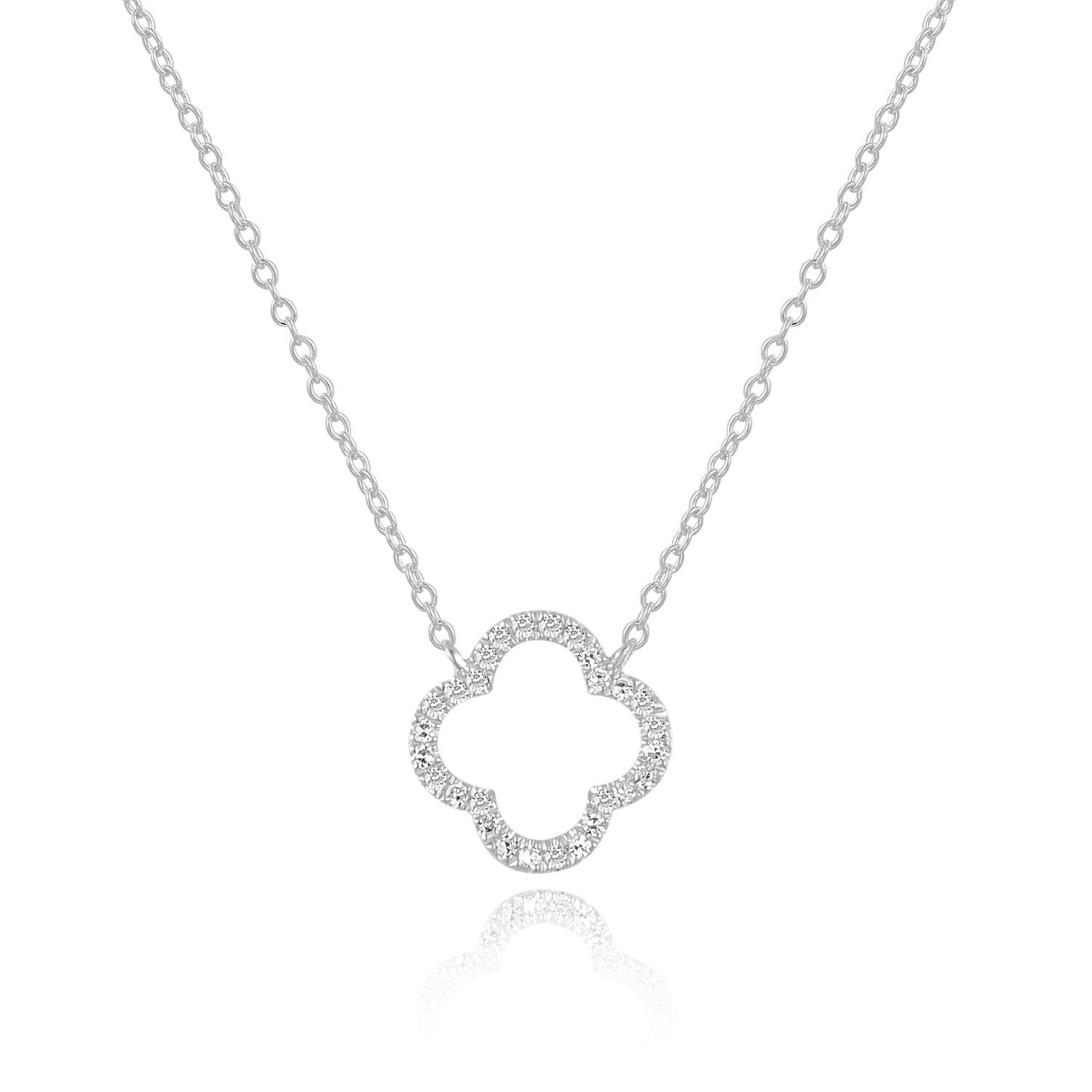Halskette Clover mit Diamanten, 18 K Weissgold