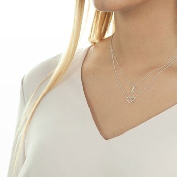 Collier coeur avec diamants, or blanc 18 carats 4