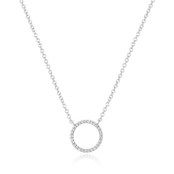 Collier cercle avec diamants, or blanc 18 carats 1