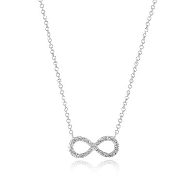 Infinity necklace with diamonds, 18K white gold