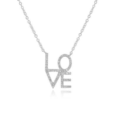 Collier Love avec diamants, or blanc 18 carats