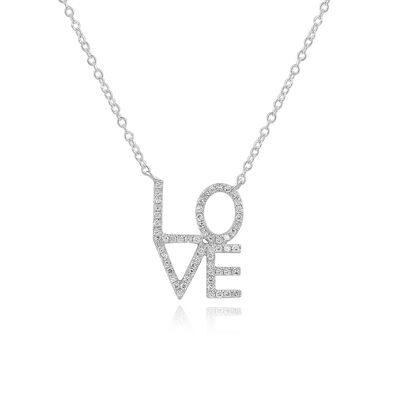 Love necklace with diamonds, 18K white gold