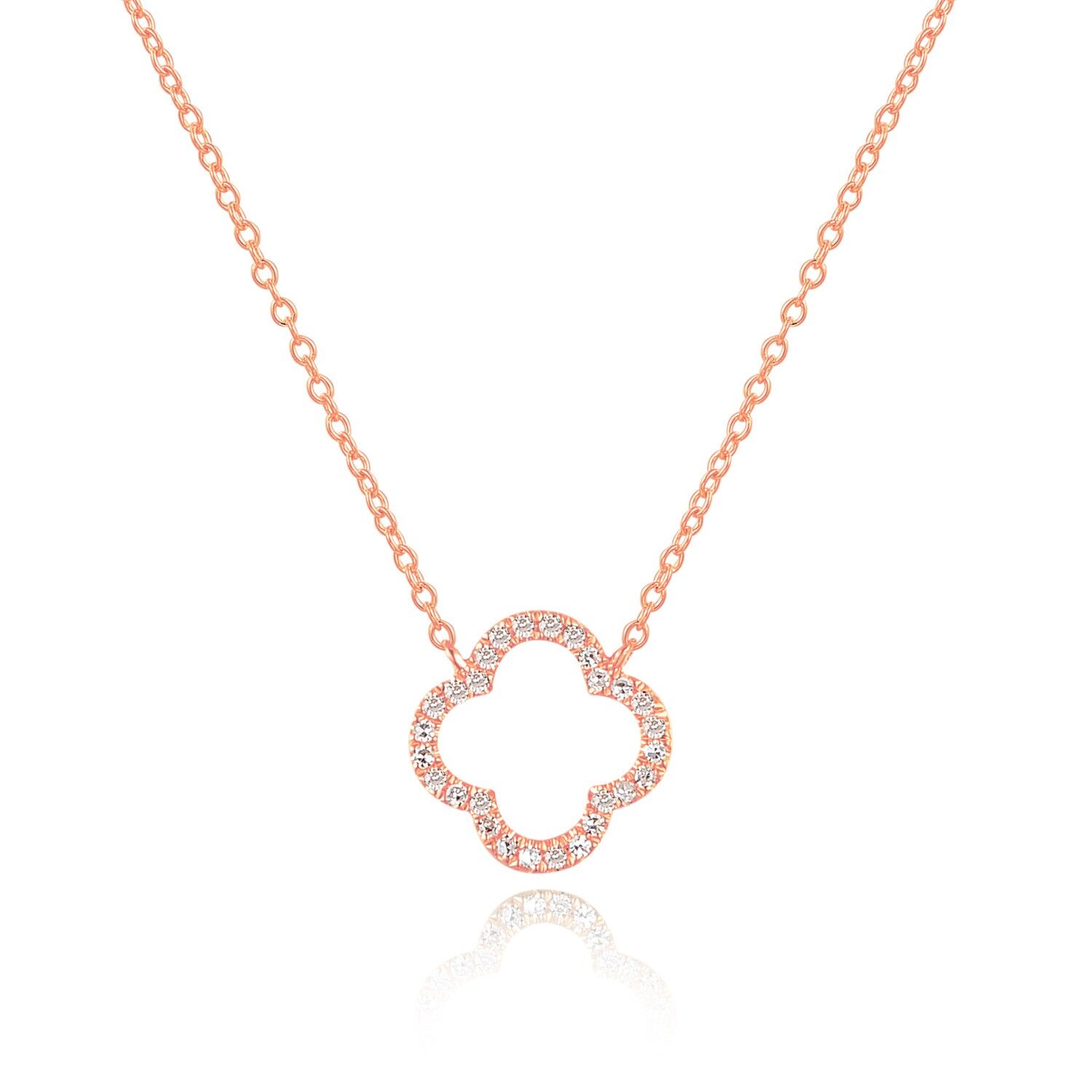 Halskette Clover mit Diamanten, 18 K Roségold
