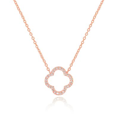 Clover necklace with diamonds, 18K rose gold
