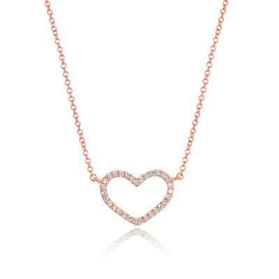 Heart necklace with diamonds, 18K rose gold