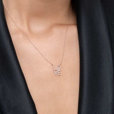 Love necklace with diamonds, 18K rose gold