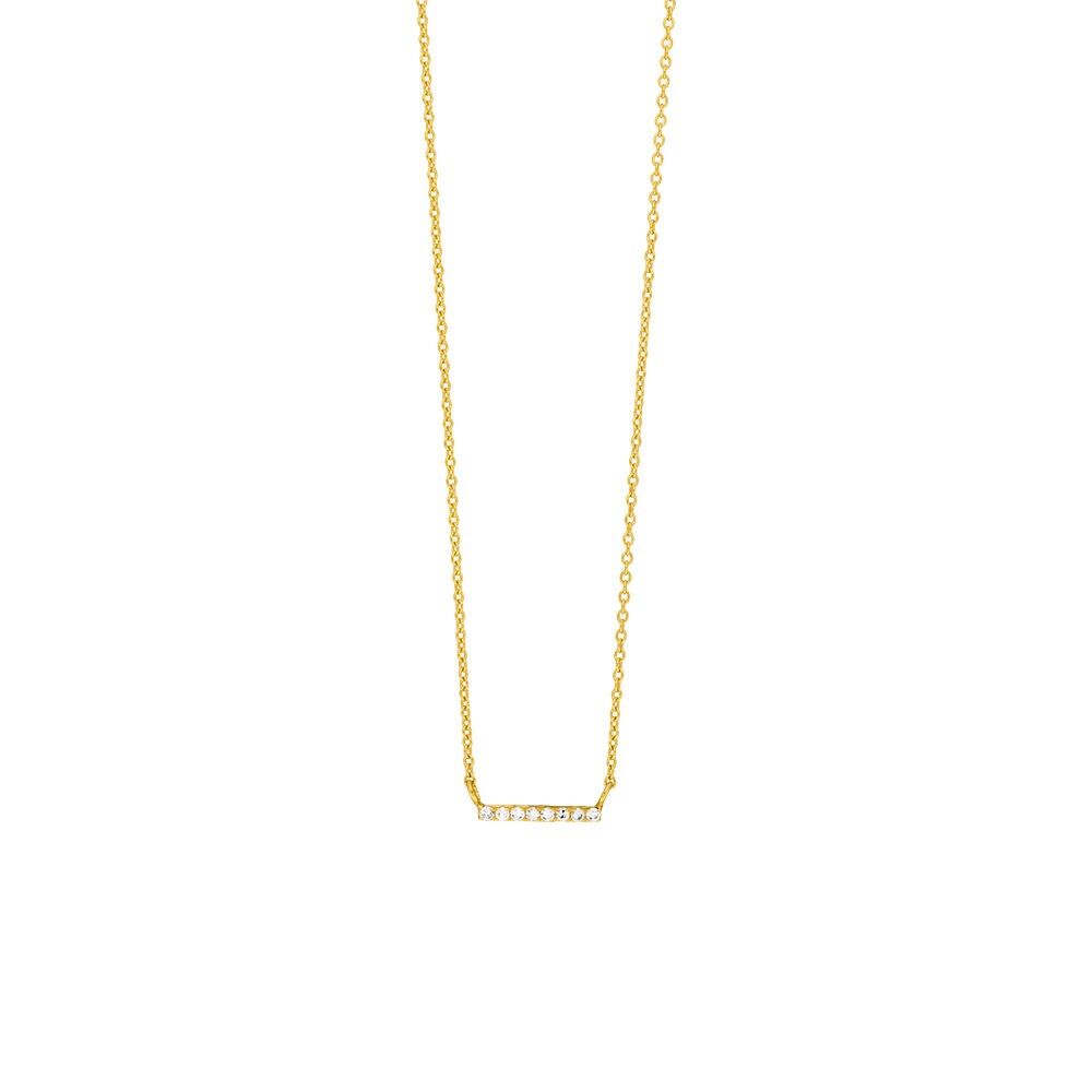 Collar de barra horizontal, diamante, oro amarillo de 14 k