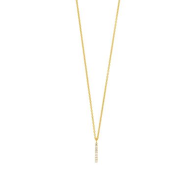 Collier Petite Barre, Diamant, Or Jaune 14K