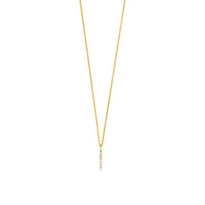 Small Bar Necklace, Diamond, 14K Yellow Gold