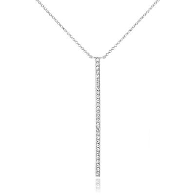Collier barre diamant, or blanc 18 carats