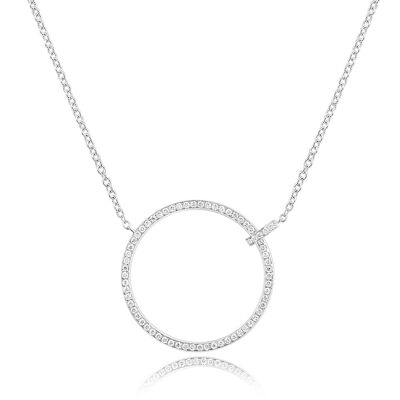 Halskette Circle Groß mit Diamanten, 18 K Weißgold