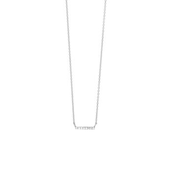 Collier barre horizontale, diamant, or blanc 14K 1