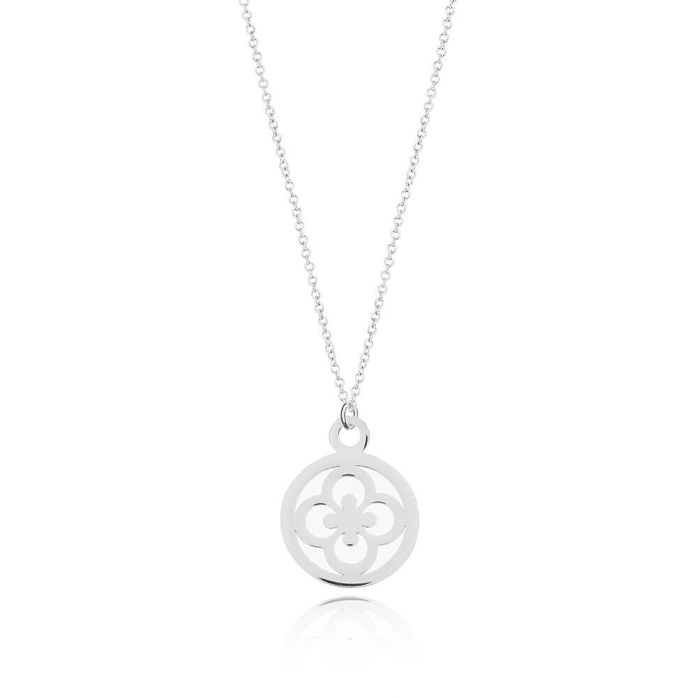 Collana trifoglio, oro bianco 14 k