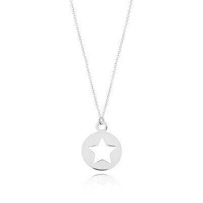 Collana stella, oro bianco 14K