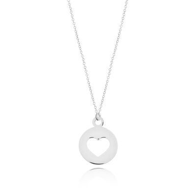 Heart necklace, 14 k white gold