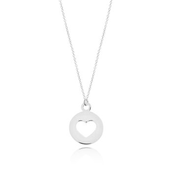 Collier coeur, or blanc 14 carats 1