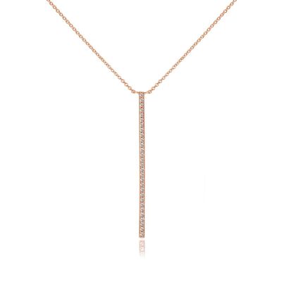 Collier barre diamants, or rose 18 carats
