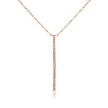 Collier barre diamants, or rose 18 carats 1