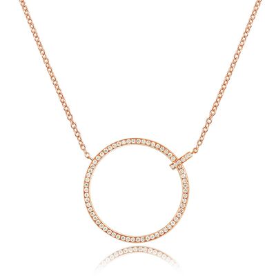 Collier grand cercle avec diamants, or rose 18 carats