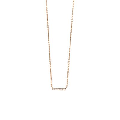 Collier barre horizontale, diamant, or rose 14K