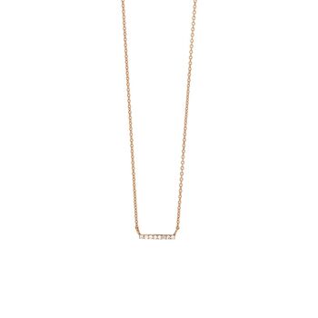 Collier barre horizontale, diamant, or rose 14K 1