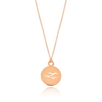 Birds necklace, 14K rose gold