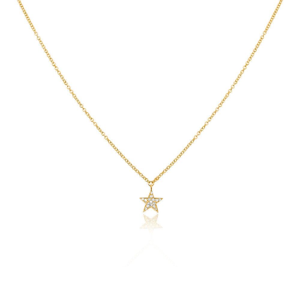 Collar estrella con diamantes, oro amarillo de 18 quilates