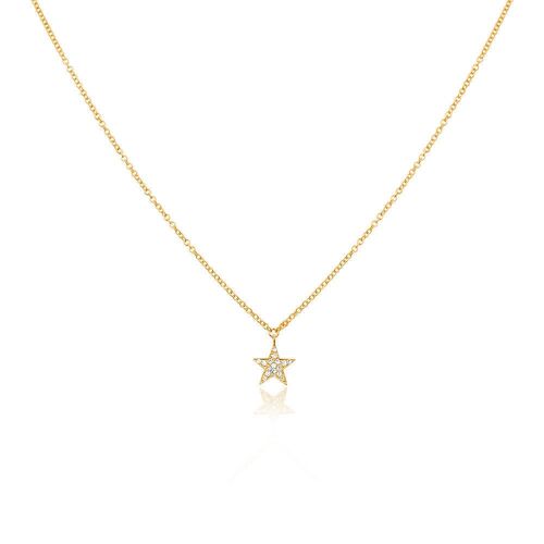 Halskette Stern mit Diamanten, 18 K Gelbgold