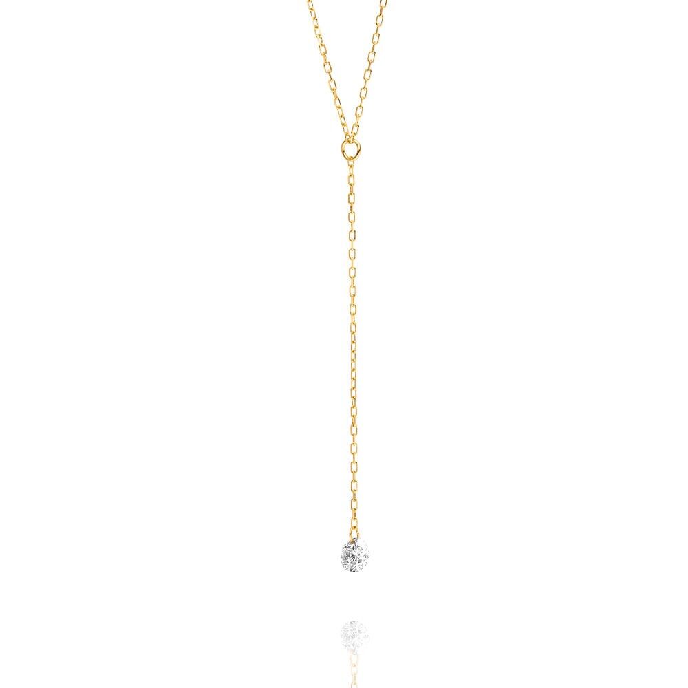 Halskette Y-Pure Diamant, 18K Gelbgold