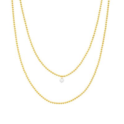 Halskette Pure Double, Diamant, 14 K Gelbgold