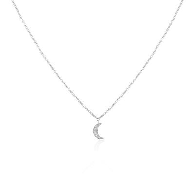 Half moon necklace, 18K white gold