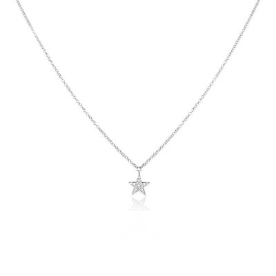 Star necklace with diamonds, 18K white gold