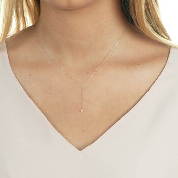 Collier Y-Pure Diamond, or blanc 18 carats 2