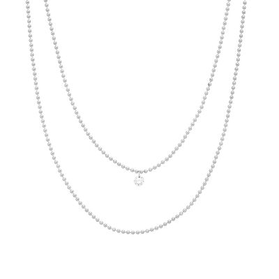 Collier Pure Double, diamant, or blanc 14 carats