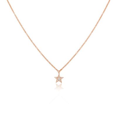 Star necklace with diamonds, 18K rose gold
