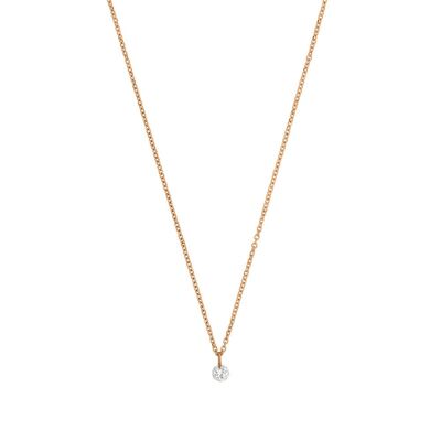 Collier diamant pur, or rose 18 carats