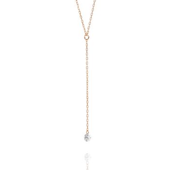 Collier Y-Pure diamant, or rose 18 carats 1