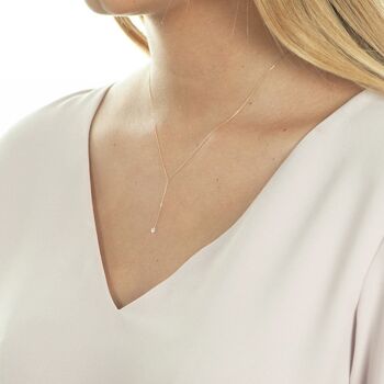 Collier Y-Pure diamant, or rose 18 carats 4