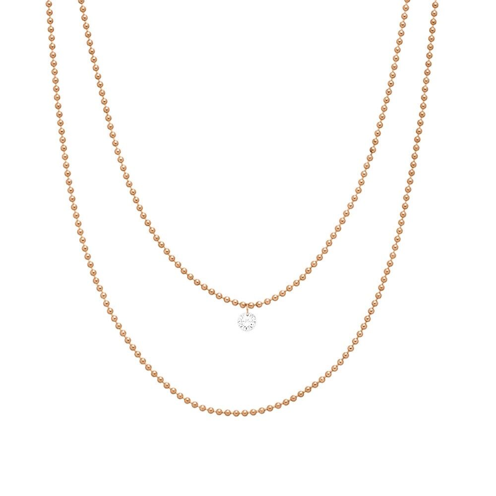 Halskette Pure Double, Diamant, 14 K Rosegold