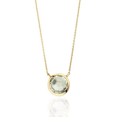 Green amethyst necklace, 14K yellow gold