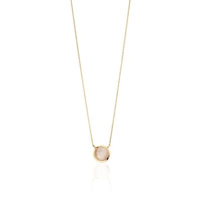 Rose quartz necklace, 14 k yellow gold