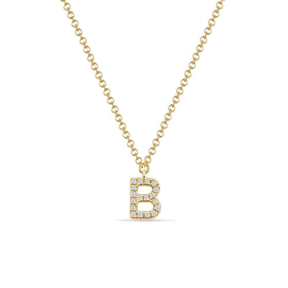 Halskette Letter "B", 14 K Gelbgold mit Diamanten
