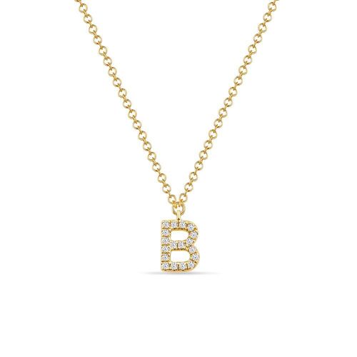 Halskette Letter "B", 14 K Gelbgold mit Diamanten