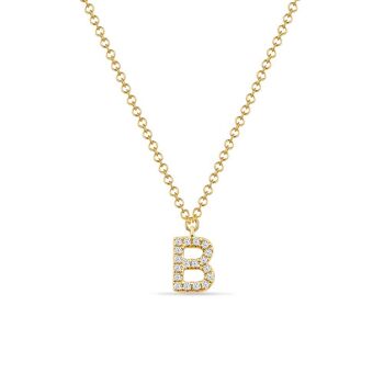 Collier Lettre "B", or jaune 14 carats avec diamants 1